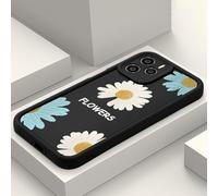 HAONANDE Funda Margaritas para Realme 14 5G/Realme 14T 5G, Carcasa Patrón de Aesthetic Flore Crisantemos para Mujeres Niña, Cover Delgada Silicone Antigolpes Protector de cámara Case Negro
