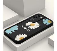HAONANDE Funda Margaritas para Realme 14X 5G/Realme C75 4G 5G/C75X/C73 4G/5G, Carcasa Patrón de Aesthetic Flore Crisantemos para Mujeres Niña, Cover Delgada Silicone Antigolpes Protector Case Negro