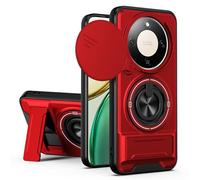 HAONANDE Funda para Honor X9D/Honor Magic8 Lite 5G con Anillo Soporte magnético, Carcasa Militar antigolpes Protección con Cubierta de Cámara Deslizante Compatible with MagSafe Case Rojo