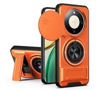 HAONANDE Funda para Honor X9D/Honor Magic8 Lite 5G con Anillo Soporte magnético, Carcasa Militar antigolpes Protección con Cubierta de Cámara Deslizante Compatible with MagSafe Case Naranja