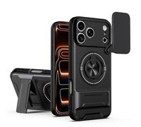 HAONANDE Funda para iPhone 17 Pro MAX con Anillo Soporte magnético, Carcasa Militar antigolpes Protección con Cubierta de Cámara Deslizante Compatible with MagSafe Case Negro