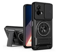 HAONANDE Funda para Motorola Moto G35 5G con Anillo Soporte magnético, Carcasa Militar antigolpes Protección con Cubierta de Cámara Deslizante Compatible with MagSafe Case Negro