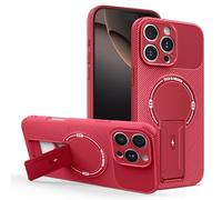 HAONANDE Funda para Motorola Moto G35 con Soporte, Compatible con MagSafe, Funda magnética de Fibra de Carbono, Carcasa antigolpes Fina para Hombre Rojo