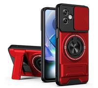 HAONANDE Funda para Motorola Moto G54 5G/G54 Power 5G/Moto G64 5G con Anillo Soporte magnético, Carcasa Militar antigolpes Protección con Cubierta de Cámara Deslizante Compatible with MagSafe Rojo