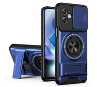HAONANDE Funda para Motorola Moto G54 5G/G54 Power 5G/Moto G64 5G con Anillo Soporte magnético, Carcasa Militar antigolpes Protección con Cubierta de Cámara Deslizante Compatible with MagSafe Azul