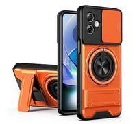HAONANDE Funda para Motorola Moto G54 5G/G54 Power 5G/Moto G64 5G con Anillo Soporte magnético, Carcasa Militar antigolpes Protección con Cubierta de Cámara Deslizante Compatible with MagSafe Naranja