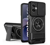 HAONANDE Funda para Motorola Moto G55 5G con Anillo Soporte magnético, Carcasa Militar antigolpes Protección con Cubierta de Cámara Deslizante Compatible with MagSafe Case Negro