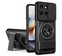 HAONANDE Funda para Motorola Moto G56 5G con Anillo Soporte magnético, Carcasa Militar antigolpes Protección con Cubierta de Cámara Deslizante Compatible with MagSafe Case Negro