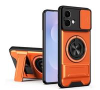 HAONANDE Funda para Motorola Moto G84 5G con Anillo Soporte magnético, Carcasa Militar antigolpes Protección con Cubierta de Cámara Deslizante Compatible with MagSafe Case Naranja