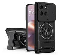 HAONANDE Funda para Motorola Moto G86 5G con Anillo Soporte magnético, Carcasa Militar antigolpes Protección con Cubierta de Cámara Deslizante Compatible with MagSafe Case Negro