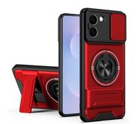 HAONANDE Funda para OnePlus 15R 5G/OnePlus Ace 6T con Anillo Soporte magnético, Carcasa Militar antigolpes Protección con Cubierta de Cámara Deslizante Compatible with MagSafe Case Rojo