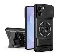 HAONANDE Funda para OnePlus 15R 5G/OnePlus Ace 6T con Anillo Soporte magnético, Carcasa Militar antigolpes Protección con Cubierta de Cámara Deslizante Compatible with MagSafe Case Negro