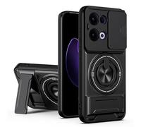 HAONANDE Funda para OPPO Reno 13 5G con Anillo Soporte magnético, Carcasa Militar antigolpes Protección con Cubierta de Cámara Deslizante Compatible with MagSafe Case Negro