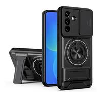 HAONANDE Funda para Samsung Galaxy A37 5G con Anillo Soporte magnético, Carcasa Militar antigolpes Protección con Cubierta de Cámara Deslizante Compatible with MagSafe Case Negro