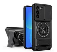 HAONANDE Funda para Samsung Galaxy S23 con Anillo Soporte magnético, Carcasa Militar antigolpes Protección con Cubierta de Cámara Deslizante Compatible with MagSafe Case Negro