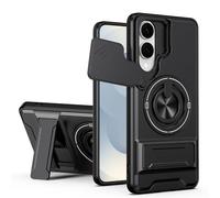 HAONANDE Funda para Samsung Galaxy S25 Edge 5G con Anillo Soporte magnético, Carcasa Militar antigolpes Protección con Cubierta de Cámara Deslizante Compatible with MagSafe Case Negro