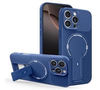 HAONANDE Funda para Vivo Y29s 5G / Vivo Y04 4G / Vivo Y19e 4G con Soporte, Compatible con MagSafe, Funda magnética de Fibra de Carbono, Carcasa antigolpes Fina para Hombre Azul
