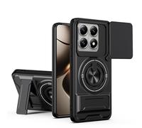 HAONANDE Funda para Xiaomi 14T 5G con Anillo Soporte magnético, Carcasa Militar antigolpes Protección con Cubierta de Cámara Deslizante Compatible with MagSafe Case Negro