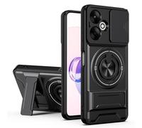 HAONANDE Funda para Xiaomi Poco C65 4G/Redmi 13C 4G con Anillo Soporte magnético, Carcasa Militar antigolpes Protección con Cubierta de Cámara Deslizante Compatible with MagSafe Case Negro