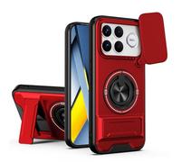 HAONANDE Funda para Xiaomi Poco F8 Ultra 5G con Anillo Soporte magnético, Carcasa Militar antigolpes Protección con Cubierta de Cámara Deslizante Compatible with MagSafe Case Rojo
