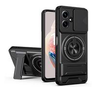 HAONANDE funda para Xiaomi Poco M6 Pro/Redmi Note 13 Pro/14S 4G con anillo soporte magnético, carcasa militar antigolpes Protección con Cubierta de Cámara Deslizante compatible with MagSafe Case Negro