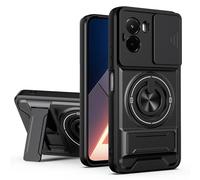 HAONANDE Funda para Xiaomi Poco M7 4G/Poco M7 Plus 5G con Anillo Soporte magnético, Carcasa Militar antigolpes Protección con Cubierta de Cámara Deslizante Compatible with MagSafe Case Negro