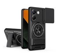 HAONANDE Funda para Xiaomi Poco M7 Pro 5G con Anillo Soporte magnético, Carcasa Militar antigolpes Protección con Cubierta de Cámara Deslizante Compatible with MagSafe Case Negro