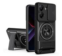 HAONANDE Funda para Xiaomi Poco X7 Pro 5G con Anillo Soporte magnético, Carcasa Militar antigolpes Protección con Cubierta de Cámara Deslizante Compatible with MagSafe Case Negro