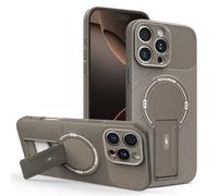 HAONANDE Funda para Xiaomi Redmi A3 / Redmi A3x / Xiaomi Poco C61 con Soporte, Compatible con MagSafe, Funda magnética de Fibra de Carbono, Carcasa antigolpes Fina para Hombre Marrón