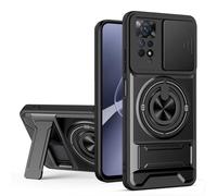 HAONANDE Funda para Xiaomi Redmi Note 11 4G/Redmi Note 11S 4G con Anillo Soporte magnético, Carcasa Militar antigolpes Protección con Cubierta de Cámara Deslizante Compatible with MagSafe Case Negro