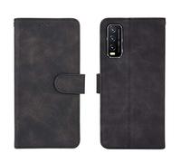 HAOREN Leather Folio Funda para Vivo Y20s / Y11s / Y20 Funda, Flip Wallet Carcasa Tipo Libro Protector Magnético y Plegable de PU + TPU Soporte de Ranuras para Tarjetas, Negro