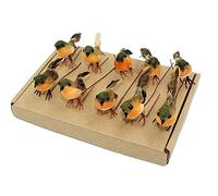 HAORONG 10 Elementos de decoración con diseño de pájaro petirrojo, Muy Bonitos, para Manualidades, para árbol de Navidad, con Plumas Artificiales