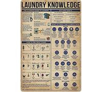 Haosensix Laundry Knowledge - Letrero de metal vintage The Ultimate Guide To Laudry Retro Tin Poster School Laundry Dian Cafe Bar Dormitorio Baño Cocina Hogar Decoración de pared Placa 30,5 x 43,2 cm