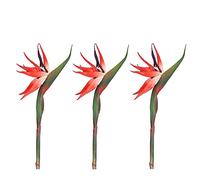 HAOSHICS 3 flores artificiales de pájaro del cielo, strelitcia falsa de pájaro del paraíso, plantas de seda sintética para decoración del hogar, oficina, boda, mesa de centro (pequeño, rojo)