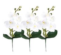HAOSHICS 3 flores artificiales Phalaenopsis falso orquídeas flores de tacto real Phalaenopsis para centros de mesa hogar boda fiesta decoración (cuatro cabezas blancas)