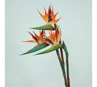 HAOSHICS Strelitzia - 3 flores artificiales de ave del paraíso de goma de 24.5 pulgadas de largo adecuadas para decoración del hogar, fiestas, decoración de otoño (3 unidades, naranja)