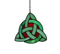 HAOSUM Celtic Trinity Knot Stained Glass Window Hanging St Patrick's Day Gift Accessories for Women Teens and Girls Irish Decor for Bedroom