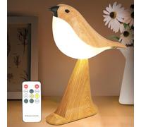 Haotao Lámpara Táctil de Mesa, Lámpara de Cama con Sonido y Temporizador, Inalámbrica, 3 Modos, Luz de Noche Regulable para Niños, Batería Recargable 2600mAh Lindo Pájaro Lámpara