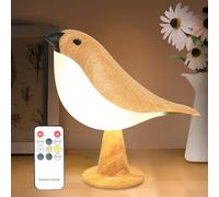 Haotao Lámpara Táctil de Mesa, Pequeña Lámpara de Cabecera con Sonido y Temporizador, Inalámbrica, 3 Modos, Luz de Noche Regulable para Niños, Batería Recargable 2600mAh Lindo Pájaro Lámpara