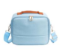 Haotermai Bolsa de maquillaje grande con correas para el hombro, bolsa de maquillaje de viaje de gran capacidad para cosméticos, organizador de brochas de maquillaje, color azul, Azul, Escrituras