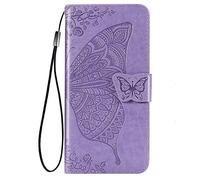 HAOTIAN - Carcasa para OPPO A52, A72 y A92, Funda magnética de Piel sintética con Tapa, protección a Prueba de Golpes, diseño de Mariposa, Funda con Tarjeta de Ranuras/función de Soporte. Púrpura