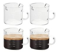 HAOTIAN-X Juego de 4 vasos de chupito de 75 ml con boquilla doble para café, leche, vino, zumo y líquido
