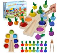 HaoVrisn Juguetes Montessori Niños 1 2 3 Años, Juguetes Niños 1 Año de Madera para Motricidad Fina, Clasificación de Colores, Juguete Sensorial Educativo, Regalo Ideal Bebe 1 Año
