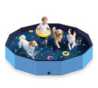 HaoVrisn Piscina Perros Grandes, 160x30CM Piscina para Perros, Antideslizante y de PVC Engrosado, Bañera Perros con Parches y Válvula de Drenaje