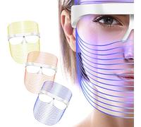 HAOWAZI LED Light Facial Mask, LED Face Mâsk Light Therapy, 7 Colors LED Facial Face Mâsk, LED Face Mask Light Therapy Wireless for Home Use, Portable & Light, USB Rechargeable (3 Color)