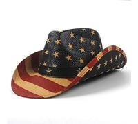 Haowul Classic American Flag Cowboy Gat, Vintage Western Style USA Flag Vaqueta Vaqueta Vaquera Sombrero Patriótico para Hombres Mujeres