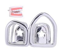Haowul Hip Hop Hop Hope Facinada Abierta De Dientes Dobles Tapa De Los Dientes Cubierta Punk Grillas De Punk Tapa del Diente Cosplay Rapper Joyería Decoración De Dientes