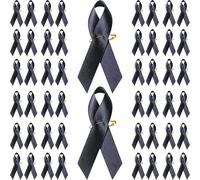 HAOWYYUU Alfiler Lazo de Duelo, Broches de Satin Negro para Funeral Accesorios, 50 Unidades