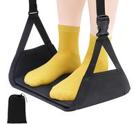 HAOWYYUU Reposapiés para Avión, Colgante Portátil con Tabla de Bambú Separada, Hamaca de Pies Colgante Ajustable con Bolsa de Cuerda