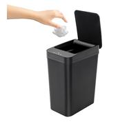 Haoxuesen - Cubo de basura automático con sensor infrarrojo de 8 l, sin contacto, cocina, detector de movimiento, cierre suave, respuesta 0,3S, basura inteligente, color negro bajo nivel de ruido